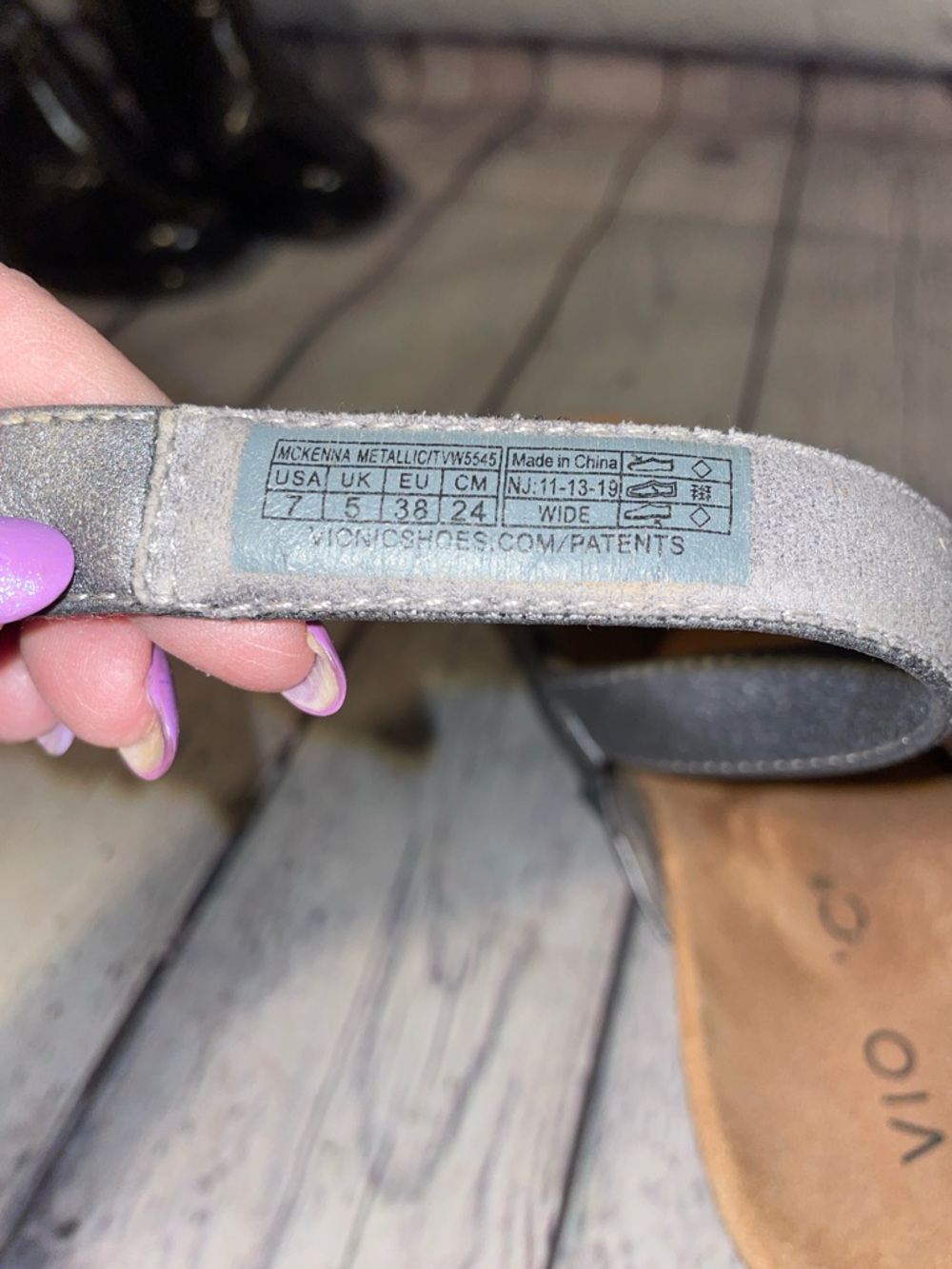 Vionic Metallic Gray Crisscross Slingback Wedge Sandals - Picture 8 of 10